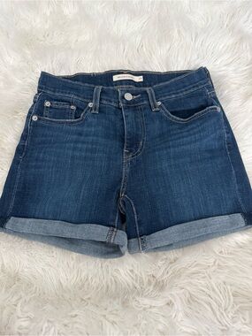 Levi's Dark Blue Rolled Hem Jean Shorts